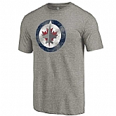 Men's Winnipeg Jets Distressed Team Logo Tri Blend T-Shirt Ash FengYun,baseball caps,new era cap wholesale,wholesale hats